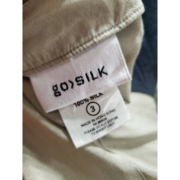 Go Silk Women's Beige 100% Silk Slit Sleeve Button Front Cardigan Size 3 - Picture 10 of 11